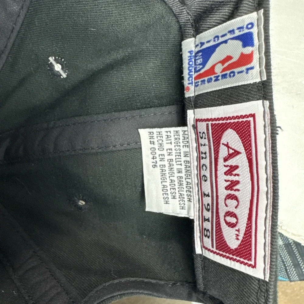 NWT‎ Vintage NBA Detroit Pistons Horse Teal Strapback Hat Annco Ball Cap Black